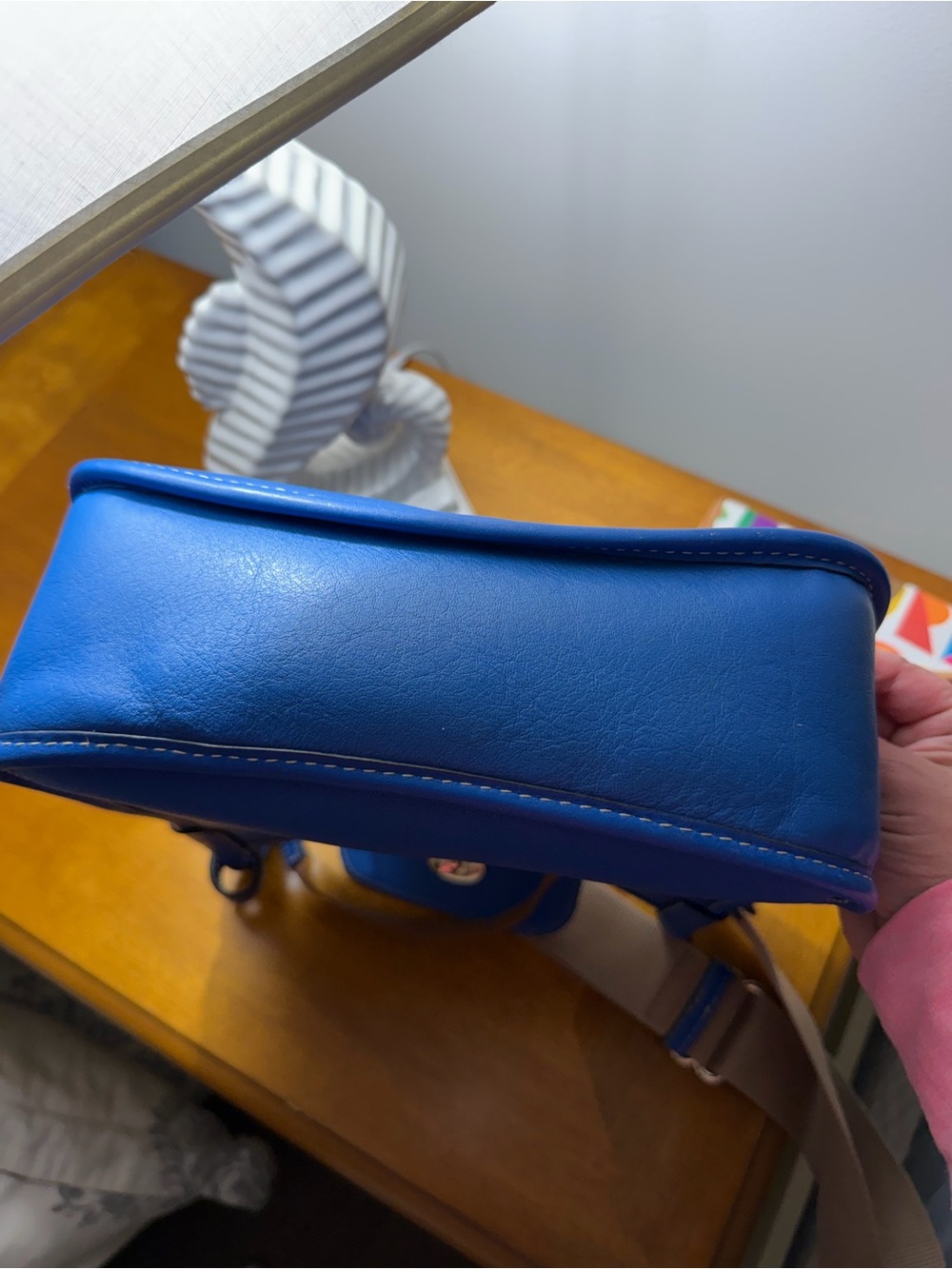 Dooney & Bourke Blue Leather Crossbody with Multicolor Logo Wallet - Picture 7 of 15